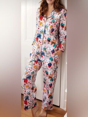 Printfresh Good Dog Pajama Set Organic Cotton Poplin Pink rose Size Medium NWOT